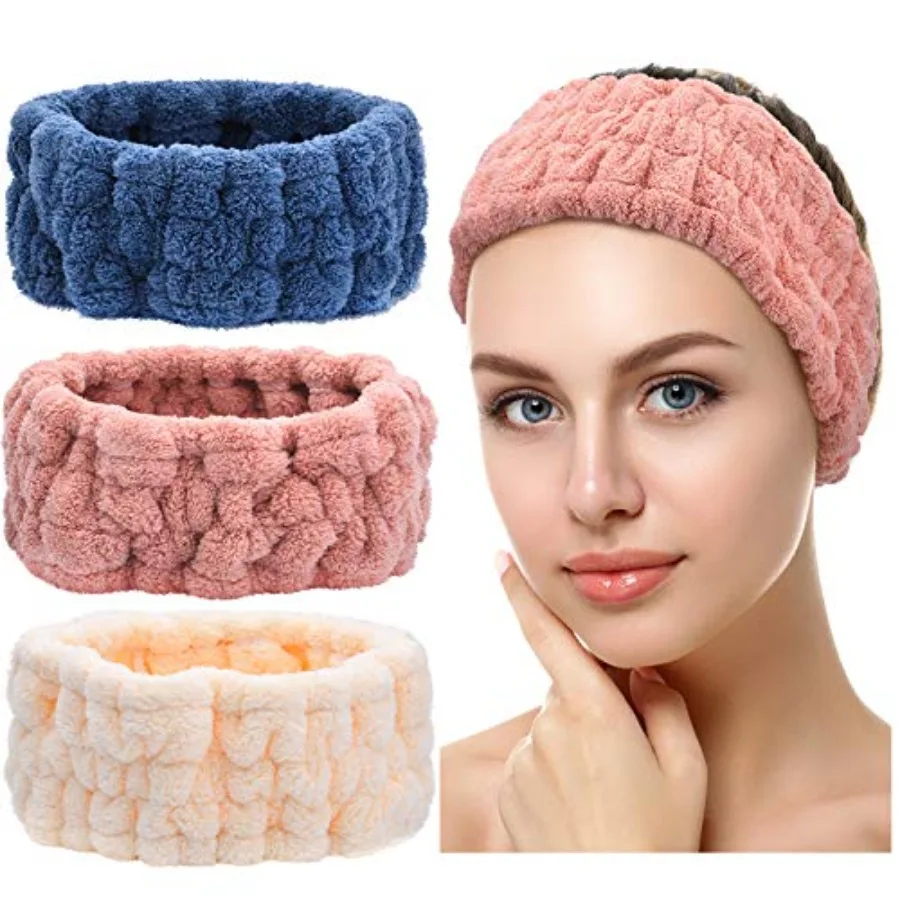 

3 Pieces Spa Headband for Women Facial Makeup Headband Soft Terry Cloth Hairband for Washing Face Mask Spa Shower Gifts Dark, D