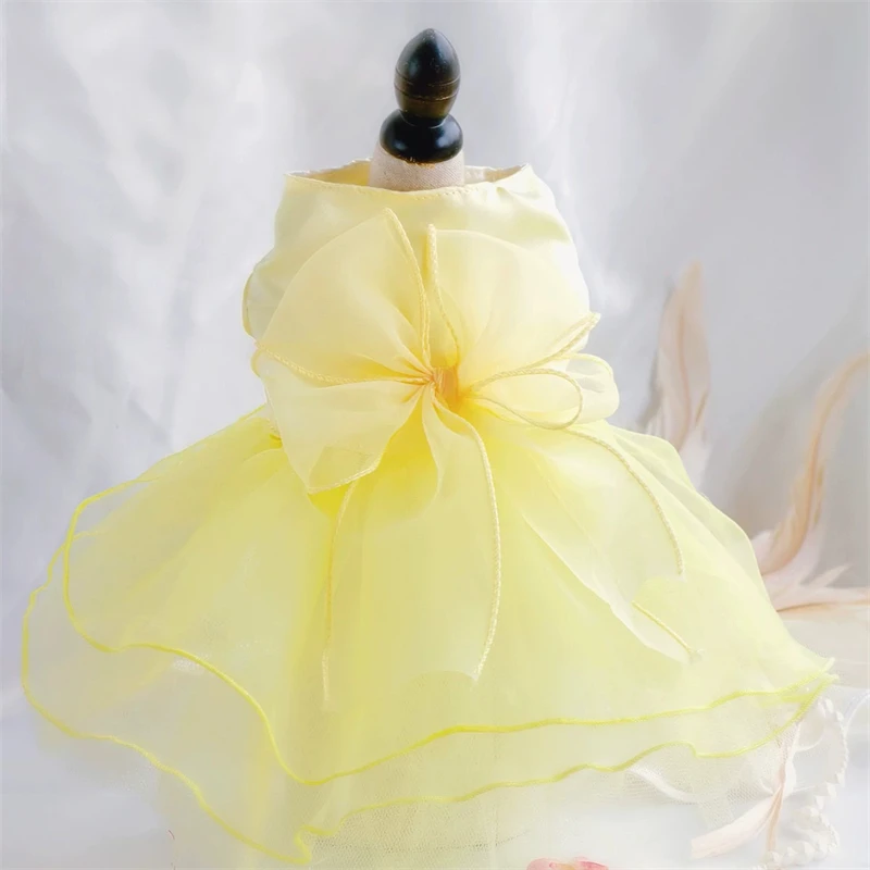 Yellow Pink Princess Dresses For Dogs Luxury Dog Fancy Dress Small Breed Dog Dress Purple Dog Spring Clothes For Female Dogs