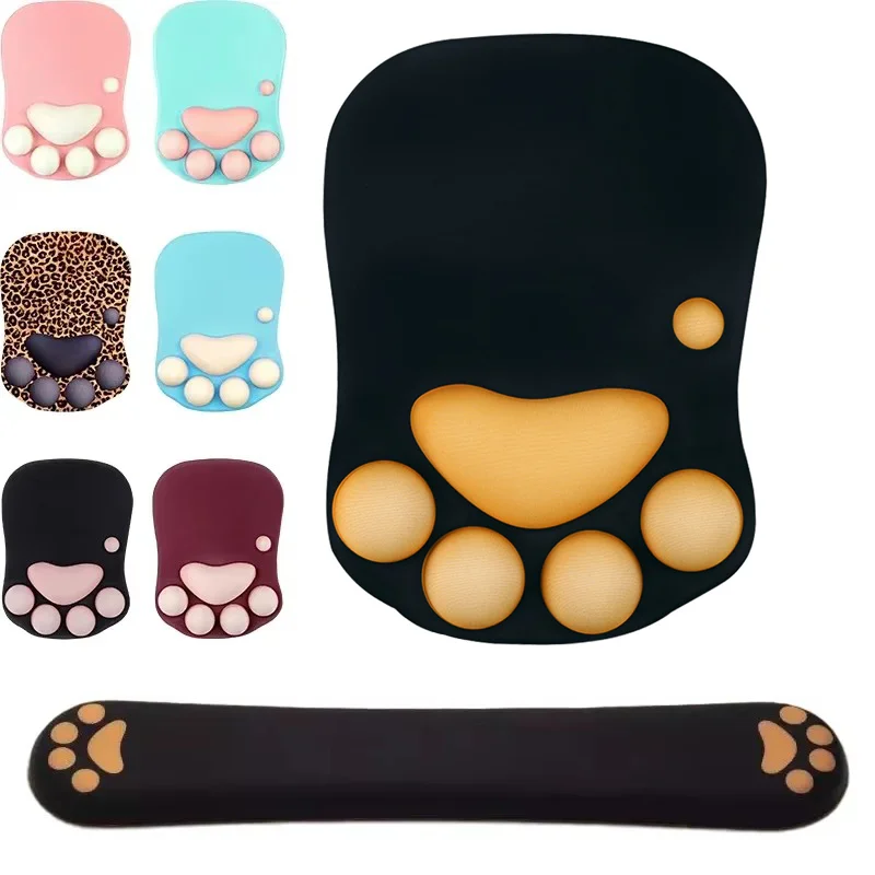 3D Mouse Pad Soft Silicone Cute Cat Paw Mouse Mat Memory Foam Wrist Rests Cushions Mousepad for Kids Laptop Computer Mousepad