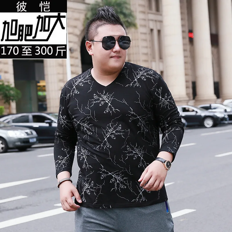 

Personalized Printing T Shirt For Men Long Sleeved V-Neck Casual Spring New Quality Cotton Plus Size 7XL Fashion Loose Camisetas