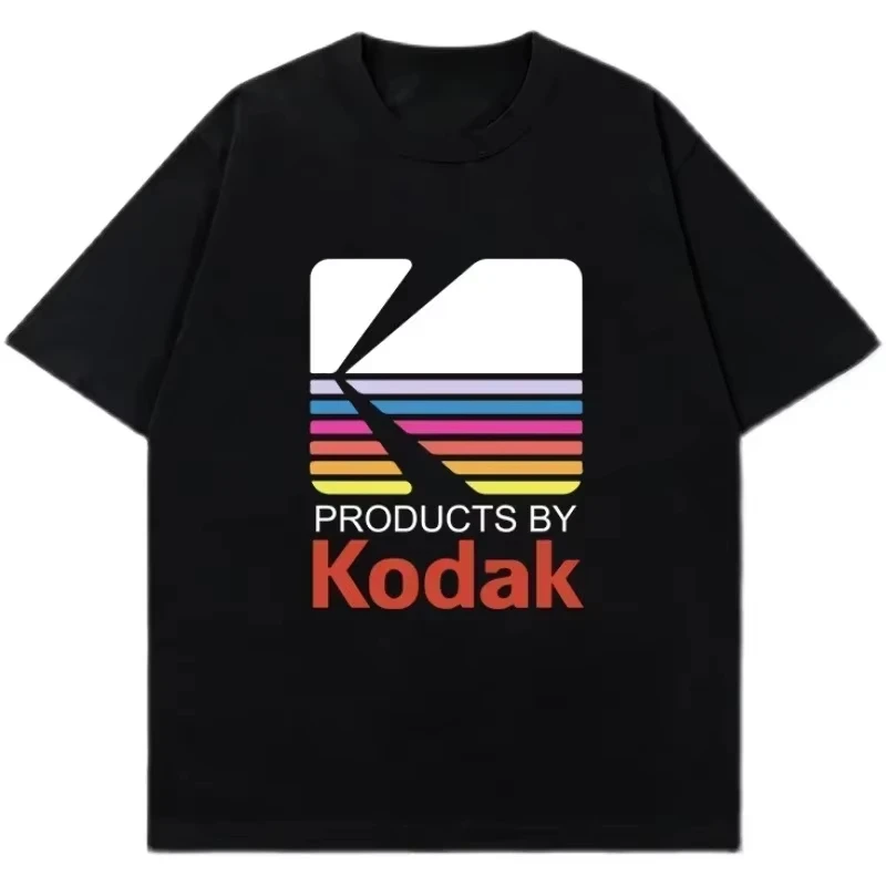 Kodak Co-branded T-shirt Summer New American High Street Vibe Chic Student Loose Short Sleeve Clothes Couple Suit 2024 New In