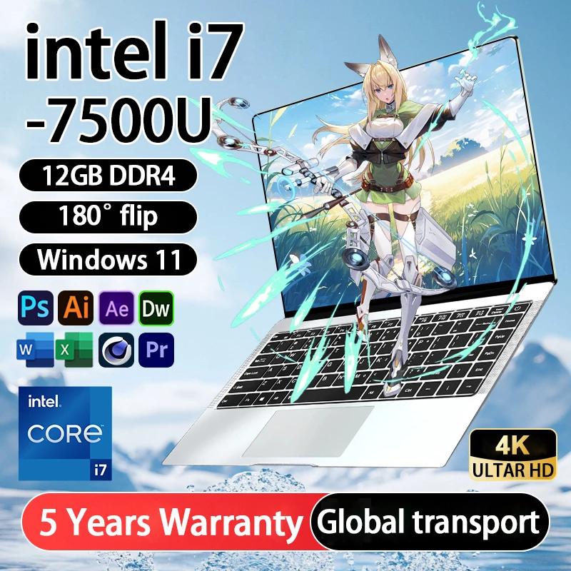 

Новый портативный портативный ноутбук Intel Core i7 7500U 14,1 дюйма 1920*1080 HD игровые ноутбуки Windows 11 DDR4 12 ГБ SSD 1 ТБ ПК ноутбук