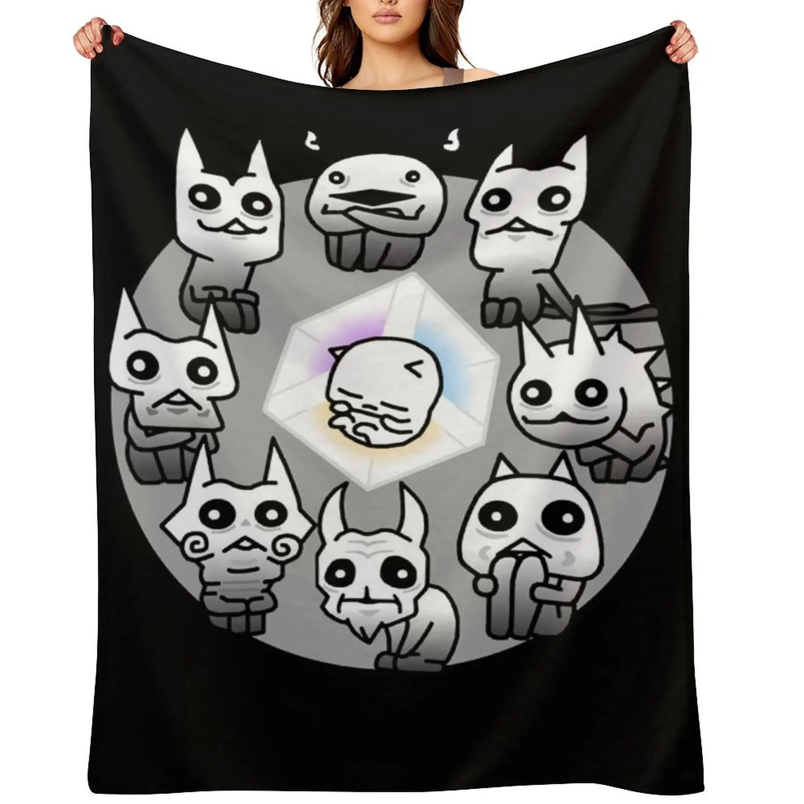 

Battle Cats Nekoluga Mural Essential Throw Blanket Polar Summer Beddings Cute for winter Blankets