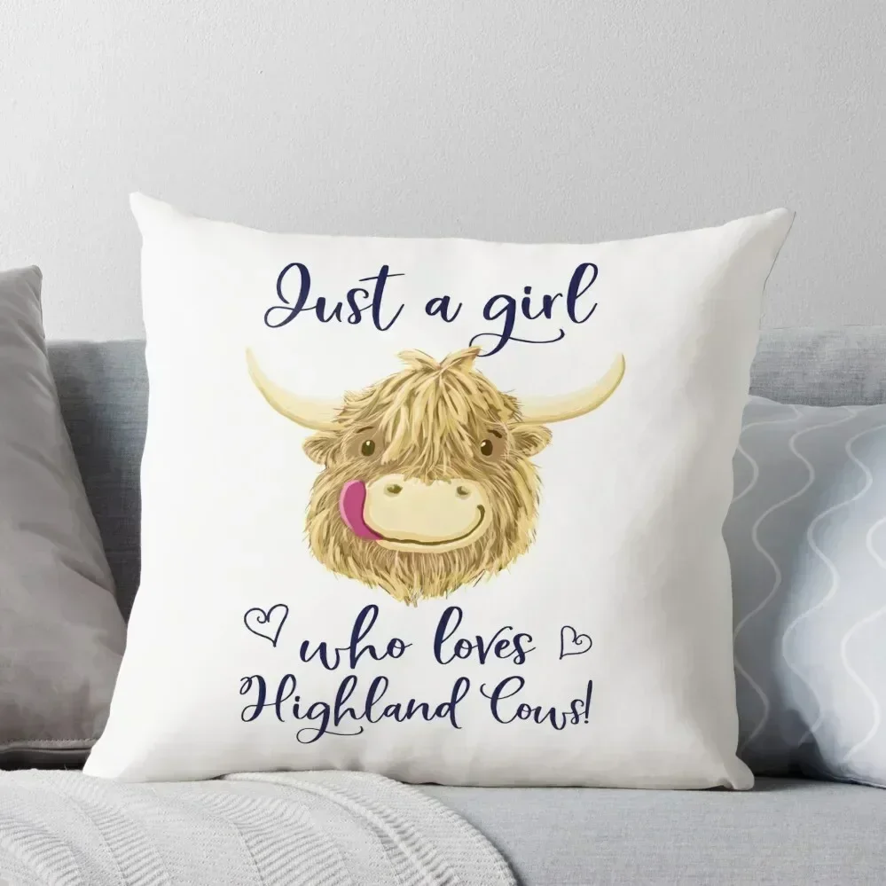 

Just A Girl Who Loves Scottish Highland Cows Throw Pillow Decorative Sofa Cushion Ornamental Pillow pillow