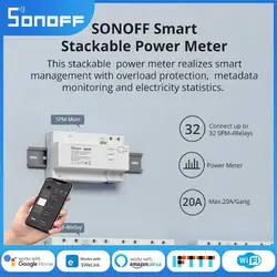 SONOFF Smart Stackable Power Meter SPM-Main Connect Up To 32 SPM-4Relays 4 Channel Energy Monitor Work With Ewelink App
