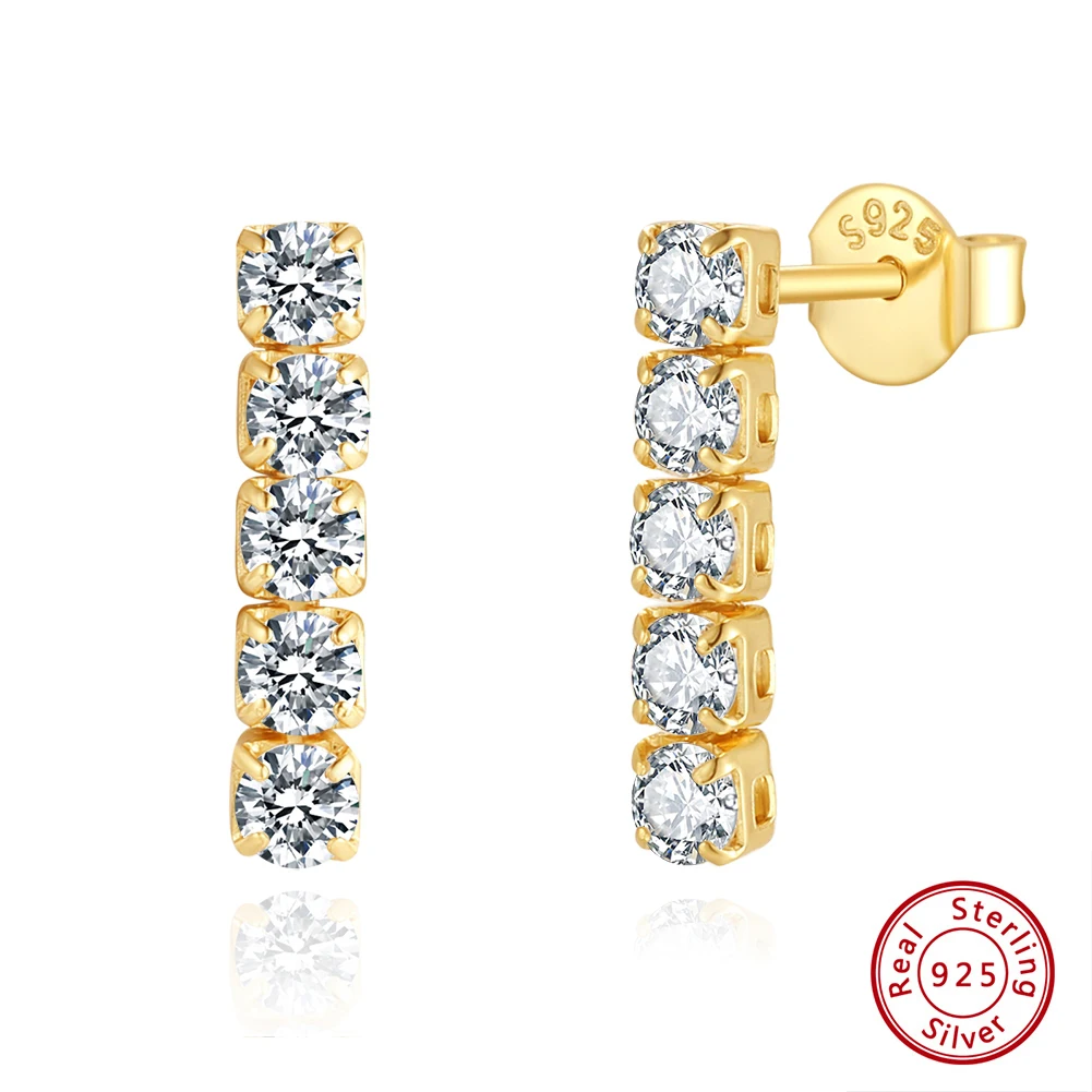 KISS MANDY 925 Sterling Silver Tennis Pendant Earrings Sparkilng Crystal Zircon Ear Bridal Wedding Party Versatile Jewelry SE396