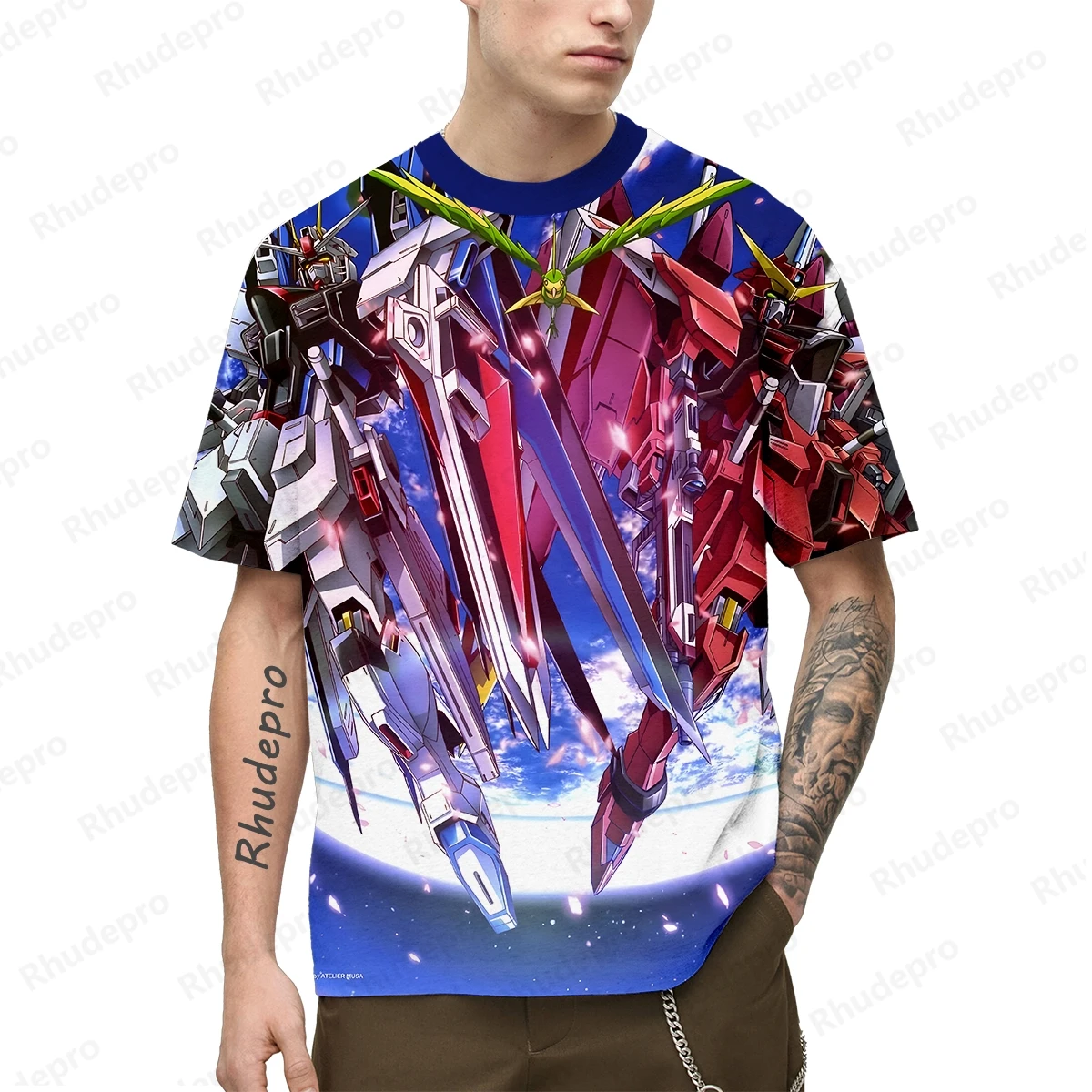 Camiseta de Gundam extragrande masculina, roupas estilo Harajuku, roupas infantis, camisas de tendência, presente, novo, Y2K, 100-5XL, 2024