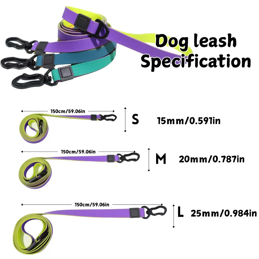 Wasserdichte PVC-Hundeleine 1,5m, Leicht zu Reinigen, Robust, 360° Drehbar ° Drehbarer Zinklegierungs-Haken Hundeleine für Kleine Mittlere Große Hunde – Detail 2