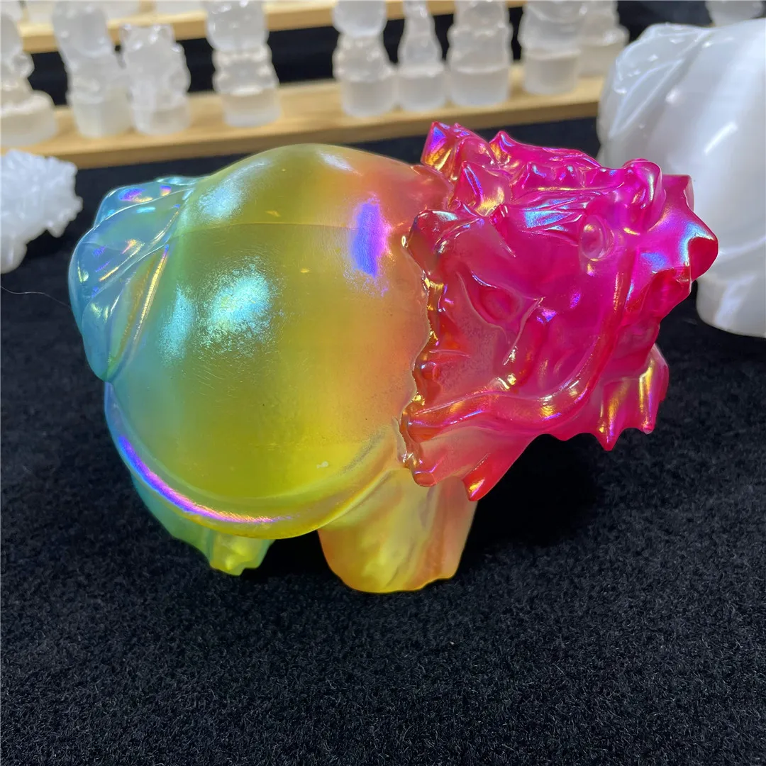 

6CM 8CM 10CM 12CM 15CM Natural Selenite Crystal Electroplated Angel Aura Dragon Turtle Desk Ornament Reiki Folk Craft Art