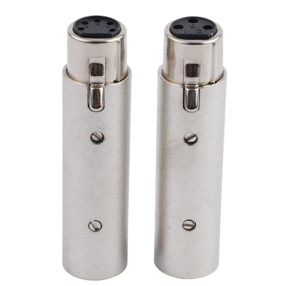 Versatile XLR-DMX Converter 3-Pin To 5-Pin High-Performance 73mm Adapter For Stage Lighting Audio Gear Silver Metal Connector