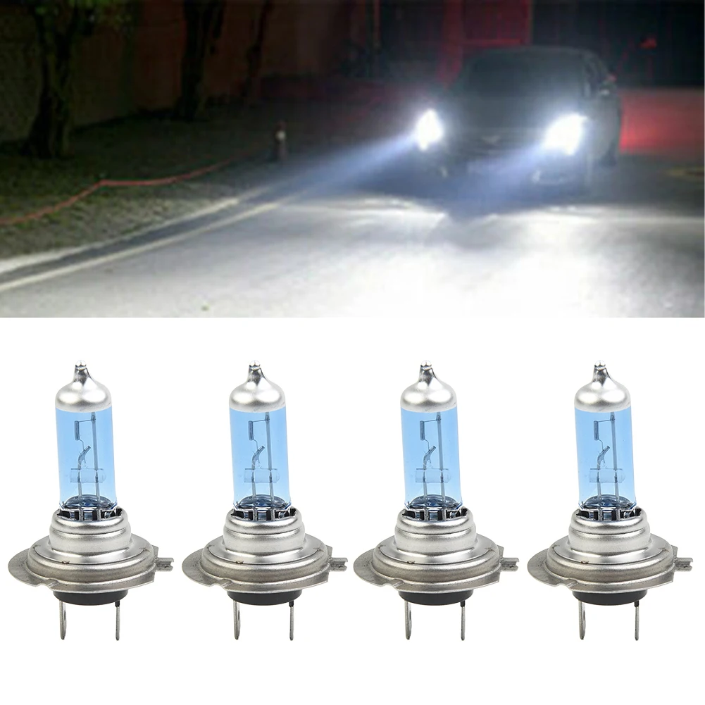 

4pcs Halogen Look Bulbs H7 12V Super White Headlight 90 100W Car Lamps Headlamps Xenon Hid Lights 4500K Automobiles Accessories