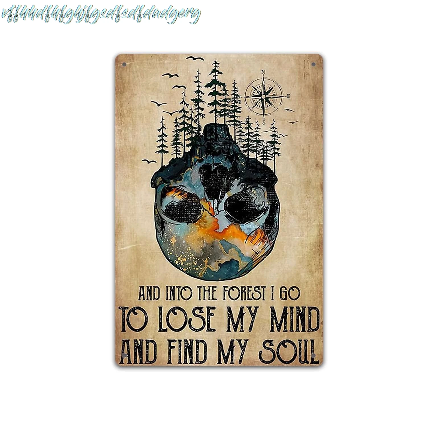 TRITXIY and Into The Forest I Go to Lose My Mind and Find My Soul Poster, Skull Forestb Poster,Retro Wall Decor Vintage Bar sign