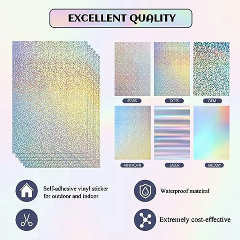 120Pcs Thick Metallic Holographic Card Stock 8.5X11inches Mirror Paper Sheets For Craft Cardboard Letter Poster Supplies