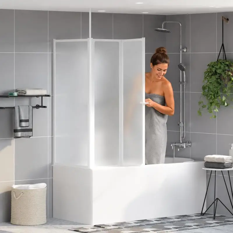Paravent de baignoire haut de gamme avec verre finition mate et cadre en aluminium anti-rouille robuste, pare-éclaboussures fiable, adapté aux salles de bain domestiques modernes, dimensions 120 x 70 x 137 cm