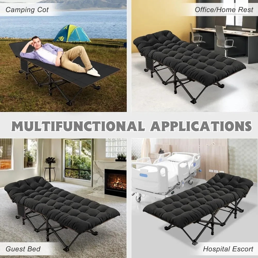 Oversized XXL Folding Camping Cot W/Mat for Adults, 78