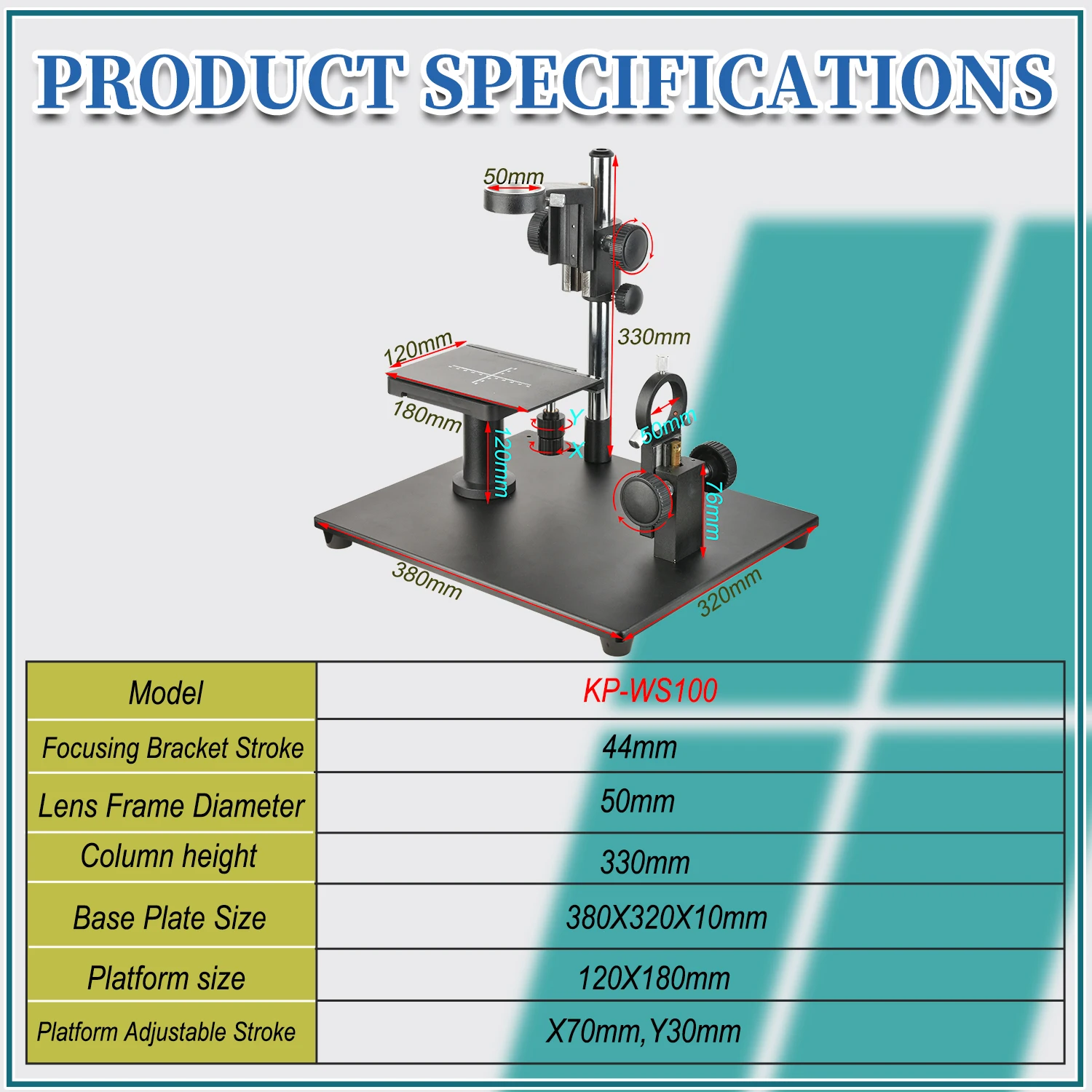 KOPPACE Horizontal Microscope Bracket X/Y Mobile Platform Flatness test Stand