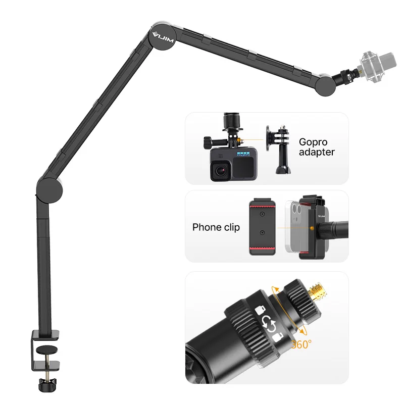 Vijim Ls24 Ls25 Microfoon Boom Arm Stand Heavy Duty Desktop Verstelbare Dslr Camera Smartphone Microfoon Mount Voor Blue Yeti