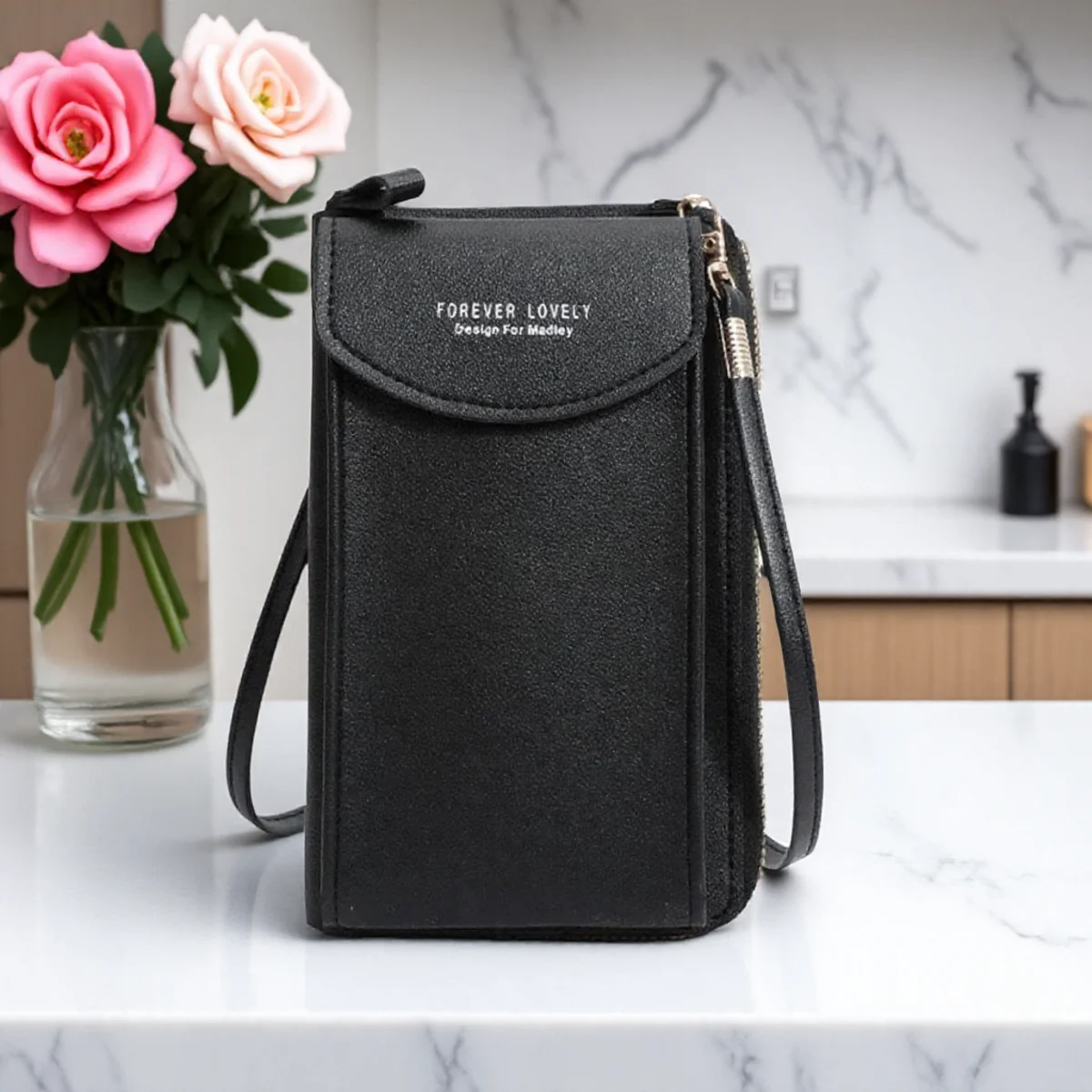 Multifunctional Ladies PU Wallet Large Capacity Mobile Phone Pouch Travel Card Holder Passport Holder Crossbody Bag