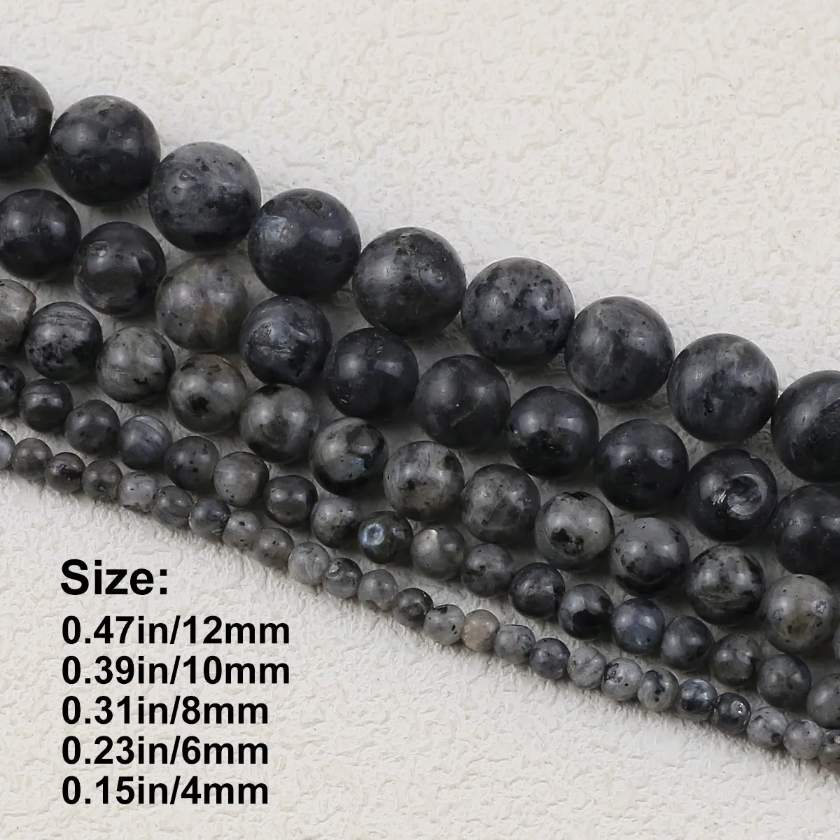 4-12mm Stones  Half Strand Black Sparkle Stones Spacer Loose Beads For Jewelry Making DIY Bracelets Necklace Accessories