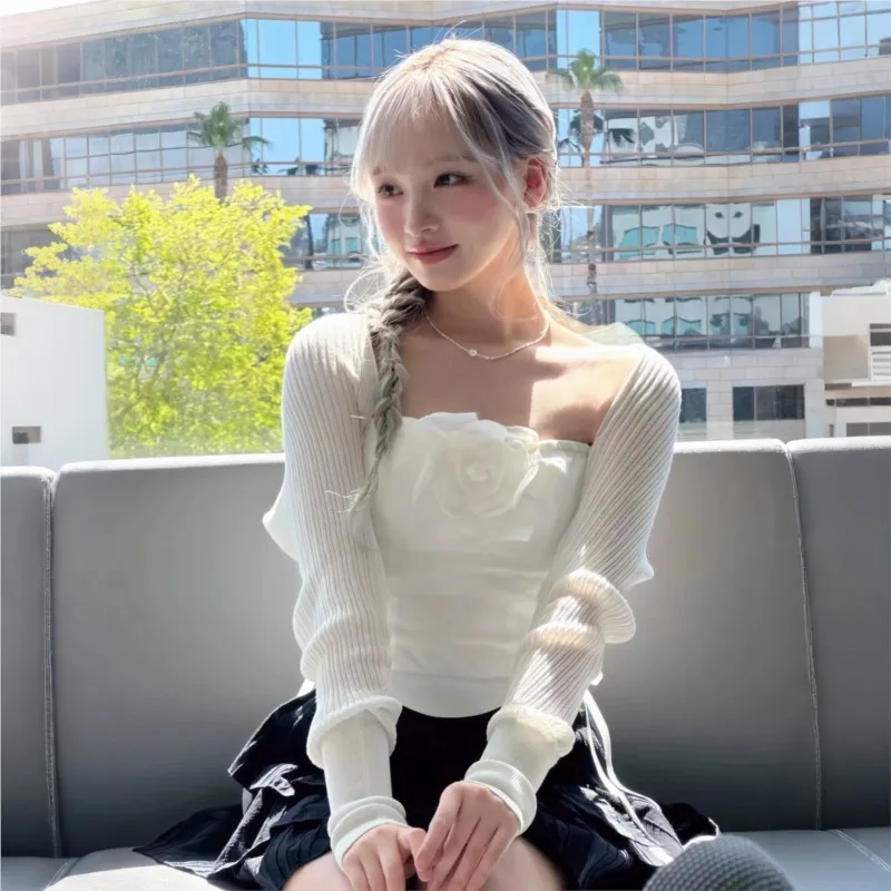 

Knitted Cardigans Design sense drawstring Ice silk shawl Sunscreen Summer Fashion Long Sleeve Solid Loose Top pullover damen