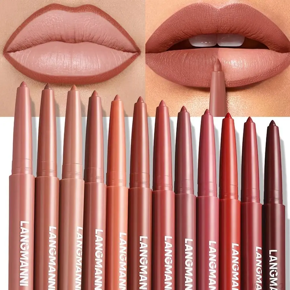 12 สี Matte Lip Liner ปากกากํามะหยี่เซ็กซี่ Long Lasting Lip Contour ดินสอริมฝีปากแต่งหน้า Stain เครื่องสําอาง Natural Contour