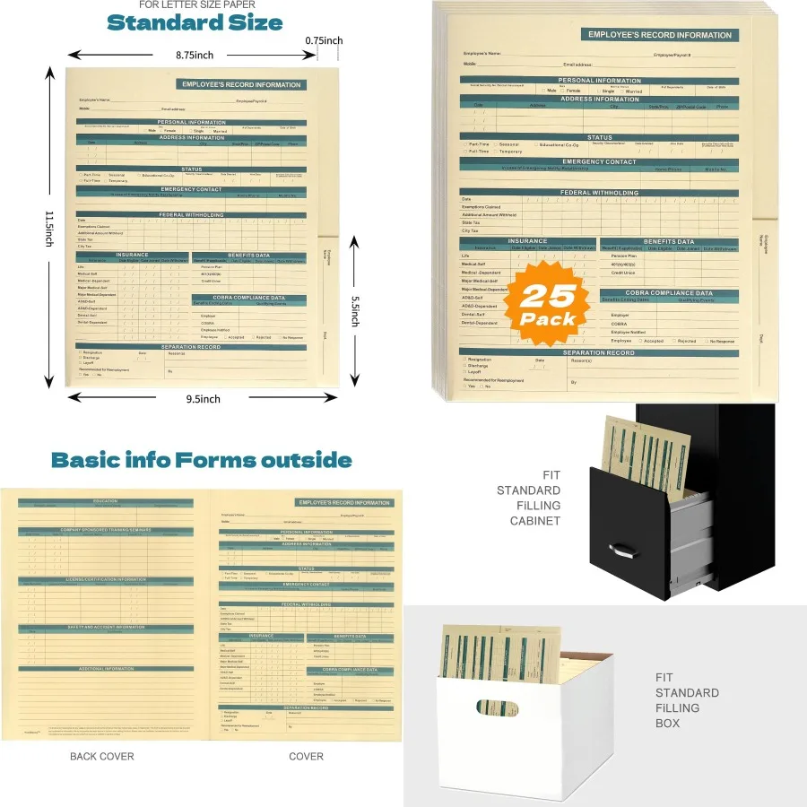 

Confidential Employee Folders with Internal Pocket High Capacity HR Folders for Personnel Records Durable HR Filing System for