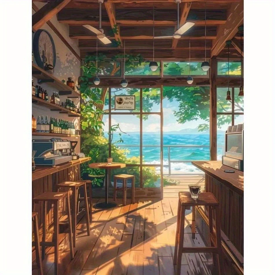 

Seaside Bistro Scenery 500/1000/1200/2000 PCS Jigsaw Puzzles Family Activity Games DIY Puzzle for Living Room Home Decor Gift