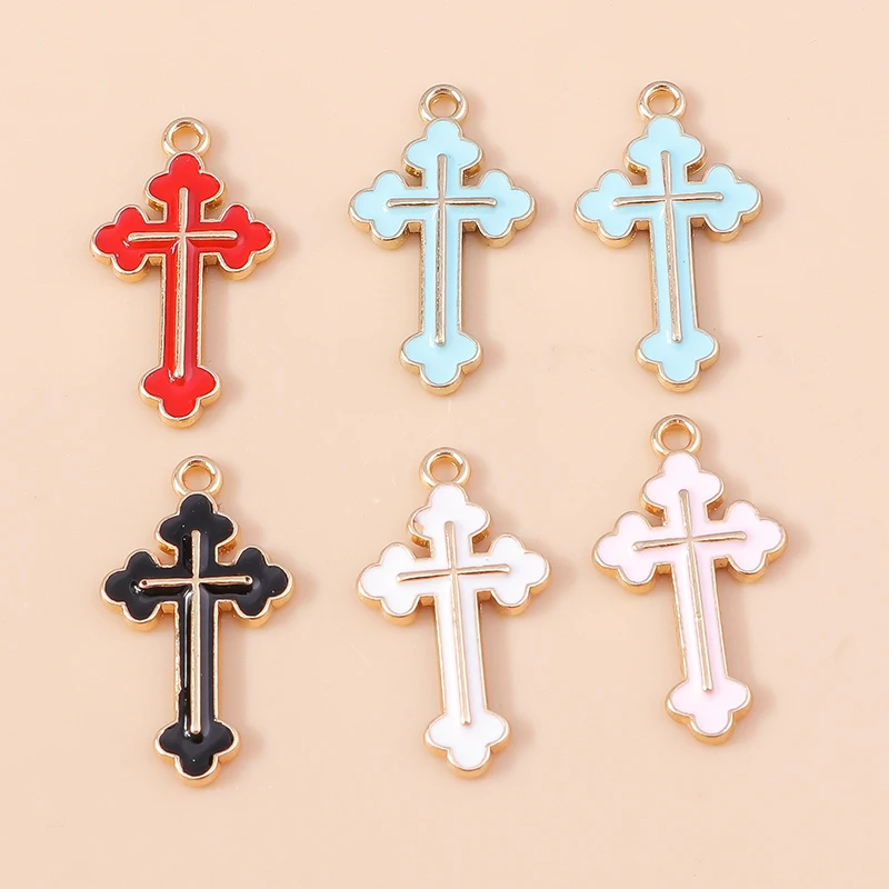 Duarte 20 Teile/los Nette Bunte Emaille Kreuz Charms Anhänger für Die Herstellung Von Ohrringen Halsketten Armbänder DIY Handwerk Schmuck Erkenntnisse – Detail 8