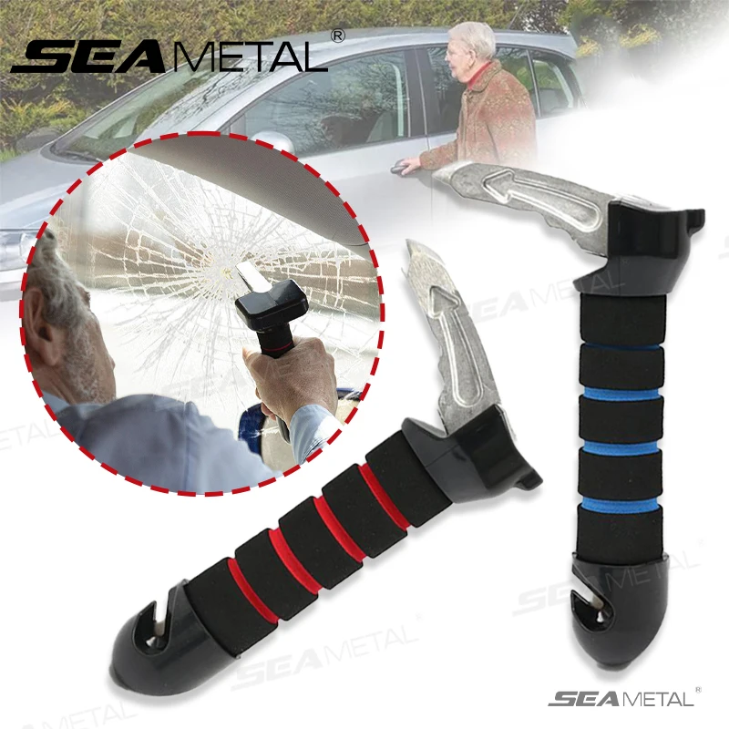 SEAMETAL Car Door Assist Handle 3 in 1 Multifunction Vehicle Support Handles Window Breaker Seat Belt Cutter Car Safety Hammer