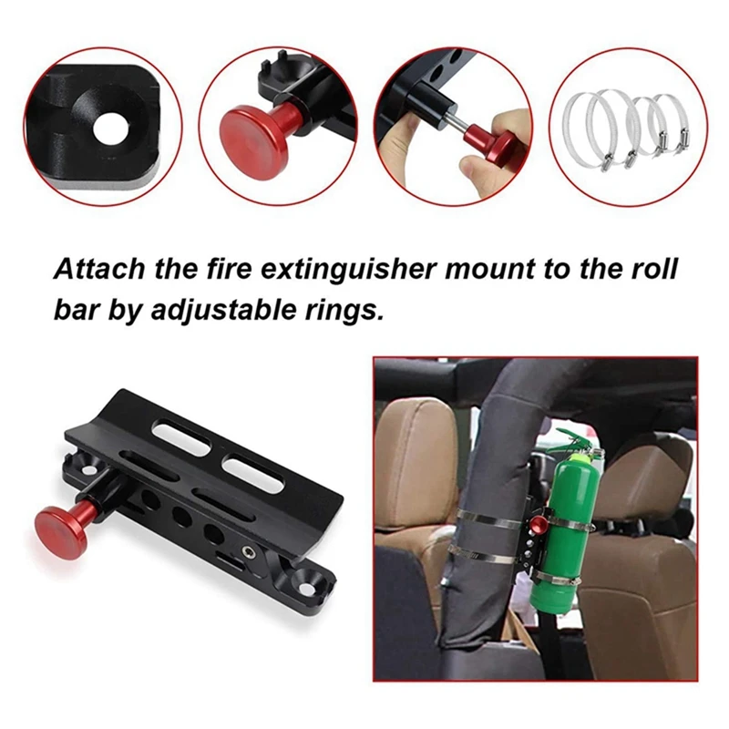 3X Universal Quick Release Roll Bar Fire Extinguisher Mount Bracket For Jeep Wrangler Polaris RZR Ranger Can-Am Maverick