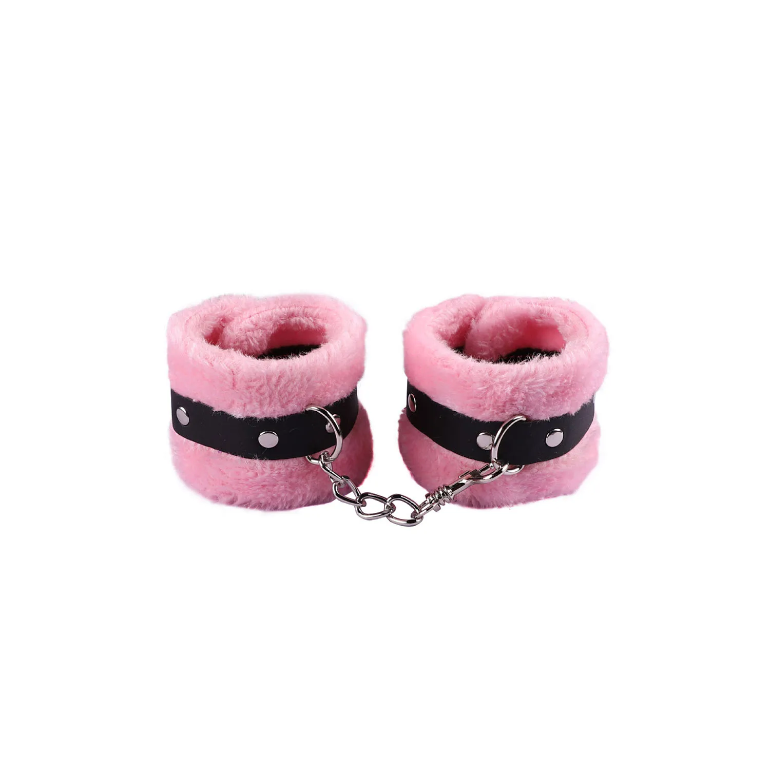 Fluffy Bracelet Soft Plush Leg Wrist Cuff Bracelets Anklets with Detachable Leather Chain for Women Men