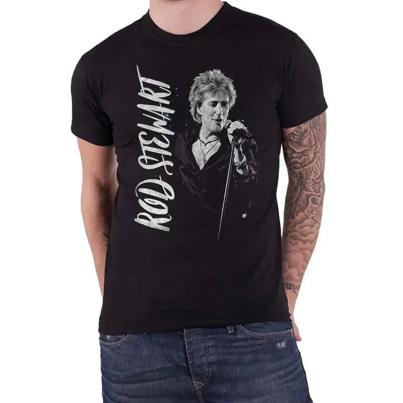 Rod Stewart T Shirt Admat Portrait Live Logo New Official Mens Black