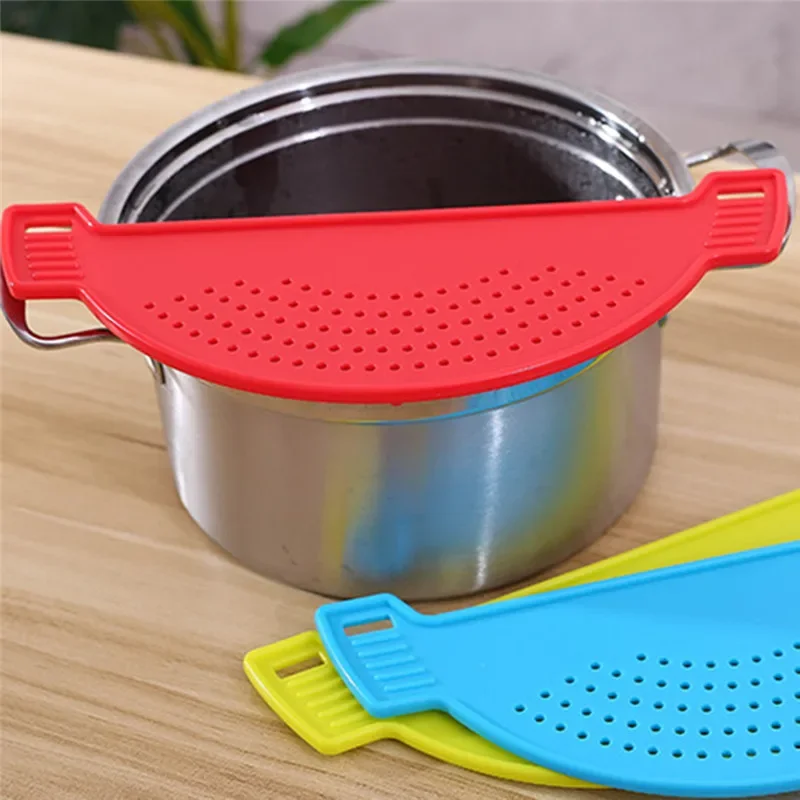 Kitchen Accessories Plastic Drain Basket Wash Rice Filter Leakproof Baffle Funnel for Jars Kitchen Gadget Pot Side Drainer