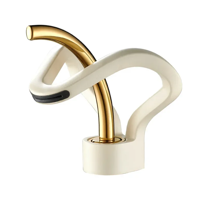 

Faucet wash basin washbasin waterfall hot and cold milk white gold all copper countertop basin bathroom cabinet toilet