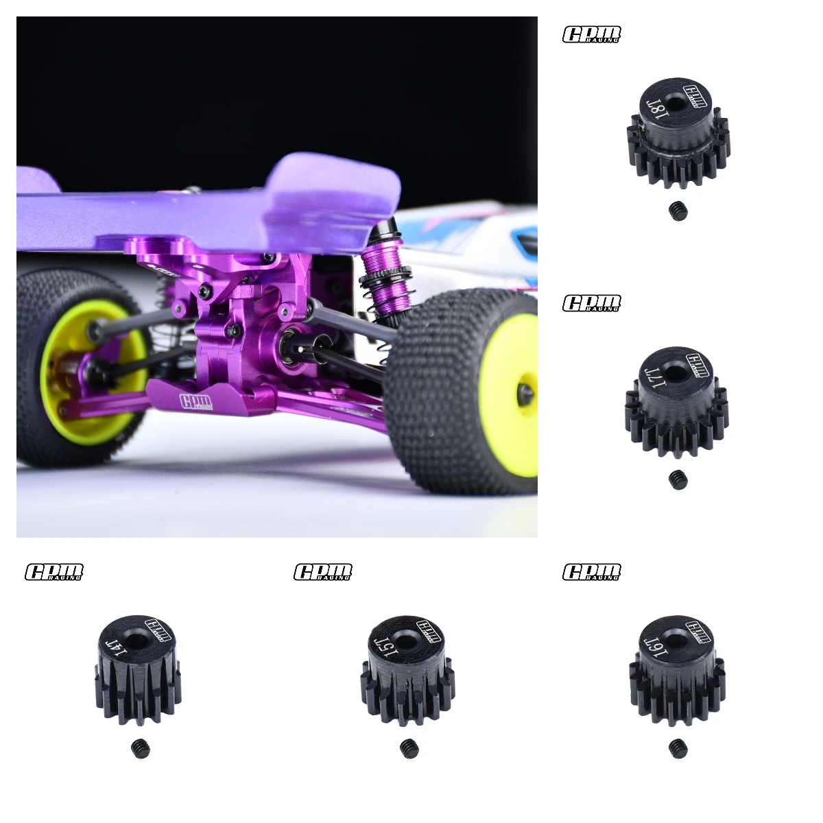 

GPM 40Cr Steel Pinion Gear 14T/15T/16T/17T/18T 0.5M 2mm shaft LOSI Micro-B/T Fast Delivery & No Worries after-sale