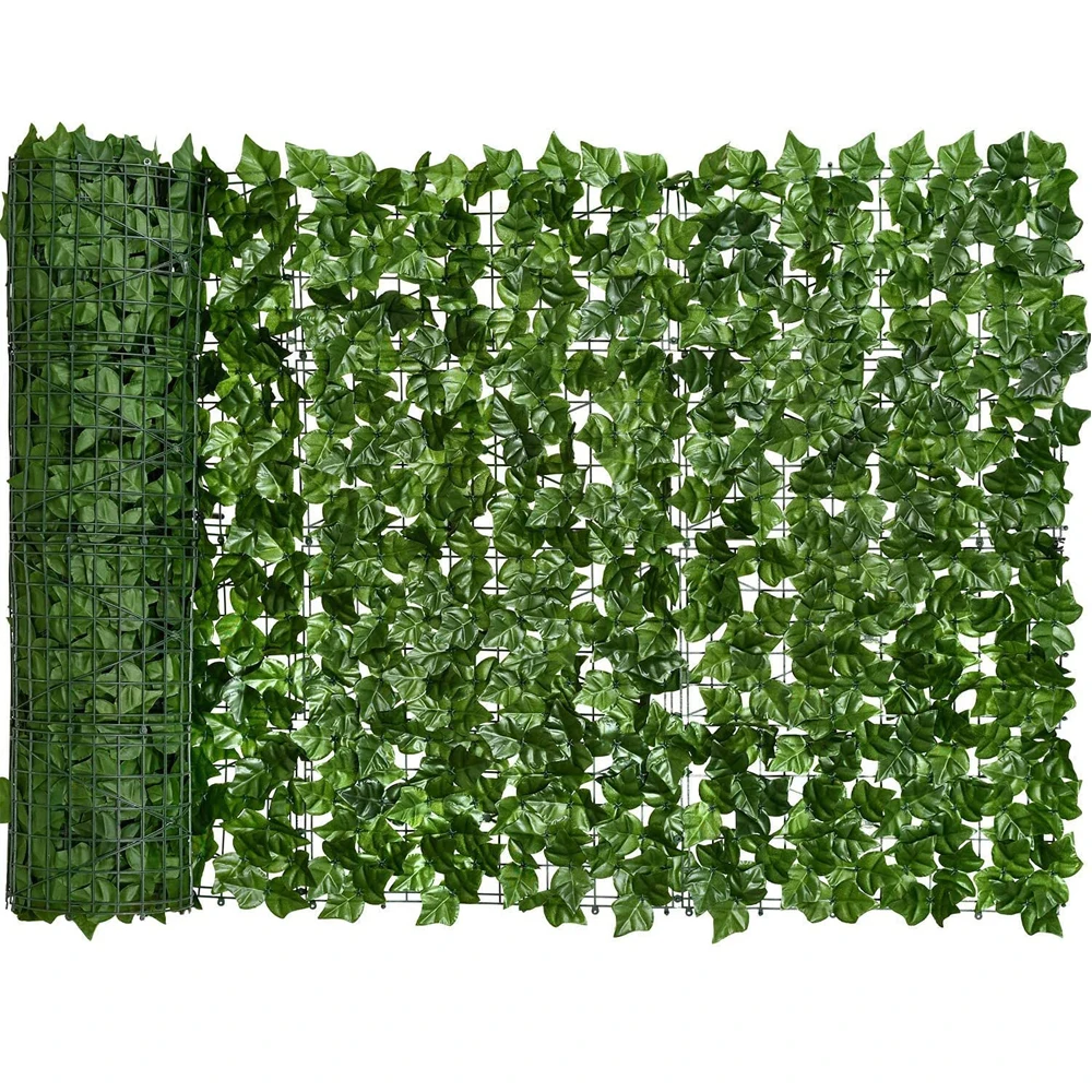 100/300cm Artificial Ivy Hedge Fence Panels Green Faux Ivy Leaf Privacy Fence Screen for Outdoor Home Garden Balcony Decoration