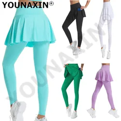 Women's Sports Pants Lining With Pocket Outdoor Yoga Culottes Tennis Training Running Trousers Dance Fitness Leggings S M L XL