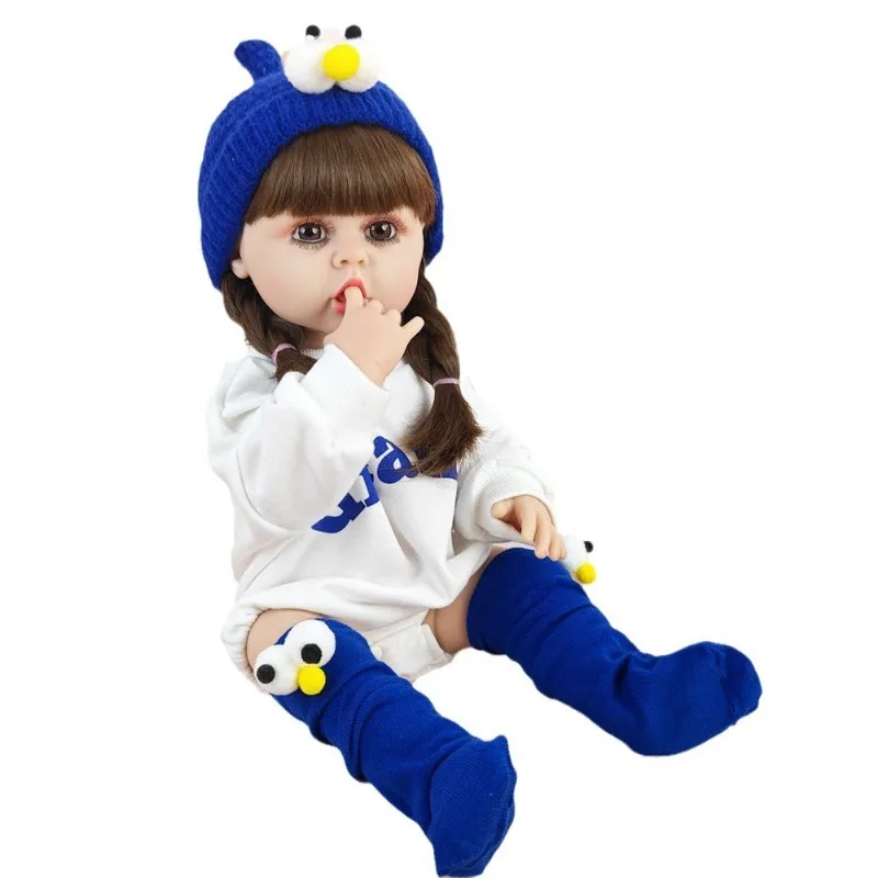 55 سنتيمتر 22 بوصة مقلد الطفل لينة الفينيل DIY بها بنفسك فستان تولد من جديد دمية يرافق الأطفال فتاة تغيير الدمى هدايا عيد ميلاد الأطفال
