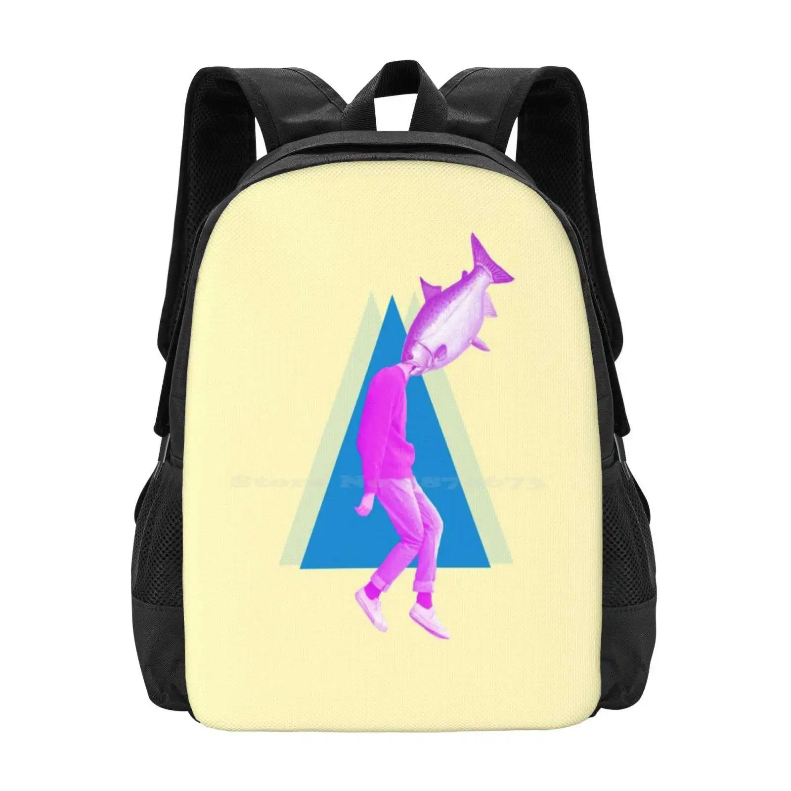 A Perfect Day For Bananafish Fashion Pattern Design Travel Laptop School Backpack Bag Salinger Fish Man Eaten Triangle Geometry