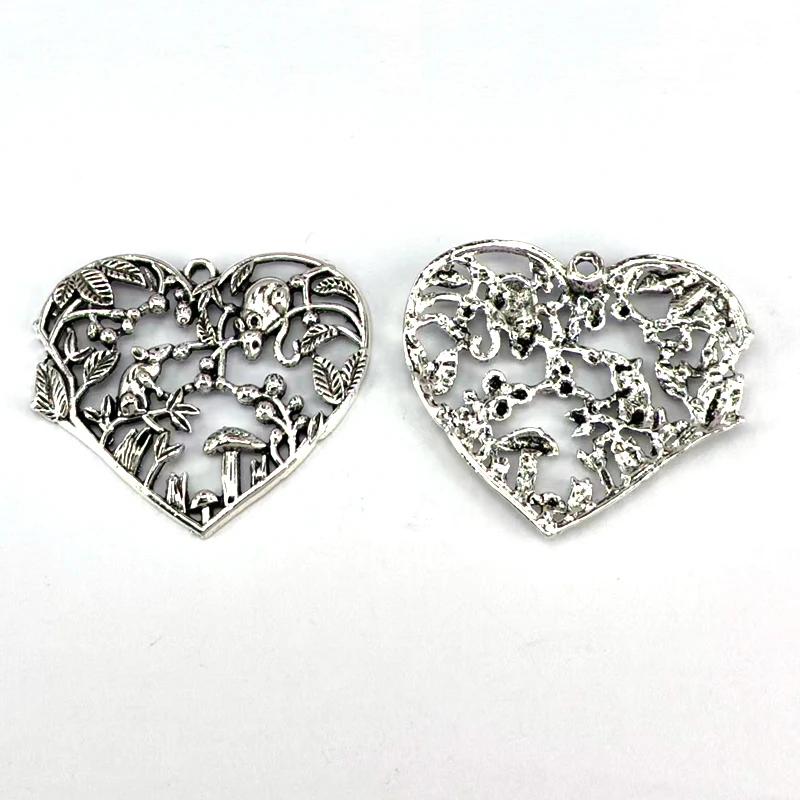 

50pcs5.1cmx4.5cm Heart shaped Mouse Tree Fruit Mushroom charm DIY