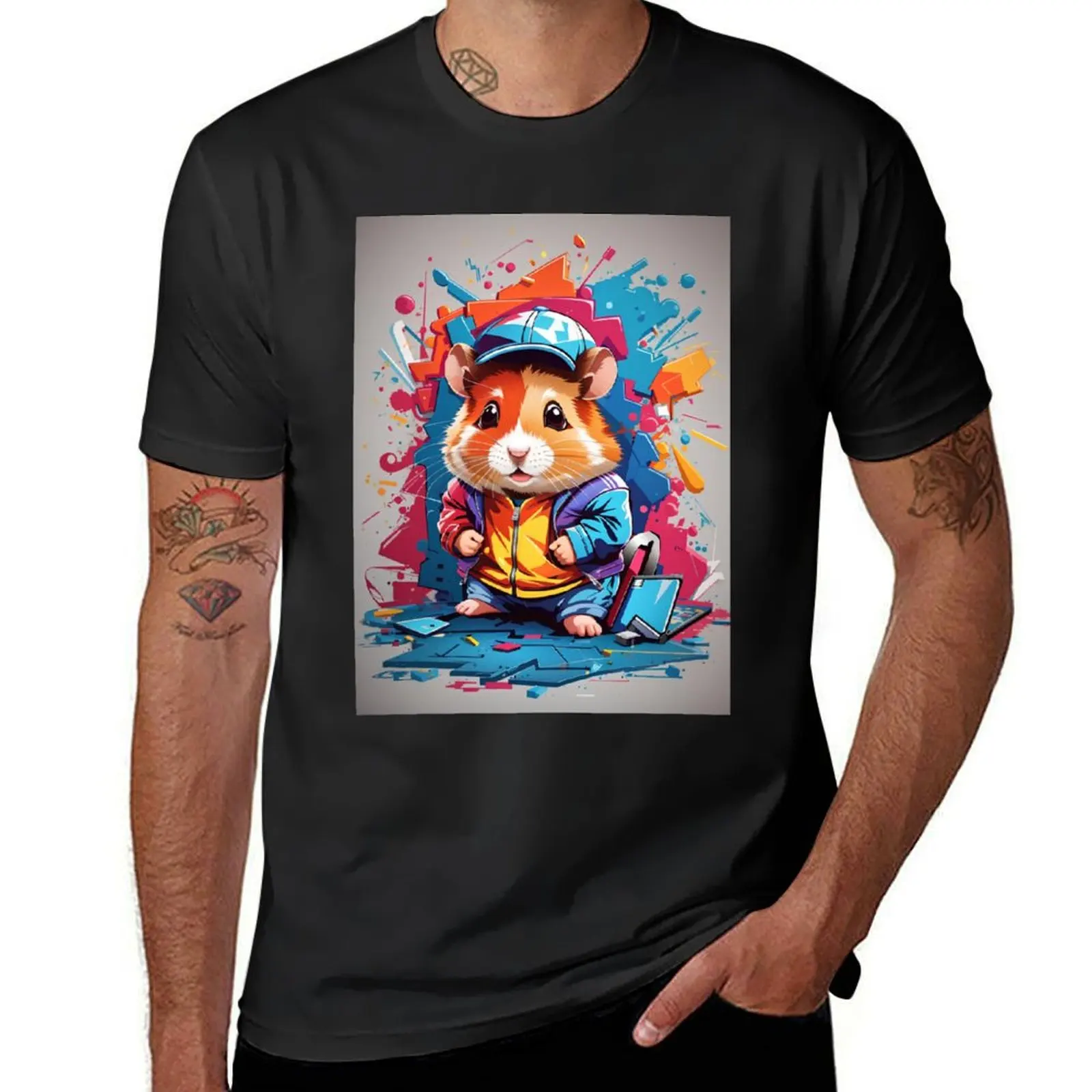 Hamster watercolor full. T-Shirt graphics new edition funnys sublime mens t shirts pack