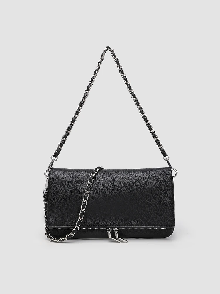 

Lychee-pattern PU leather fashionable chain foldable clutch bag, women's handbag, shoulder bag, underarm small square bag, cross
