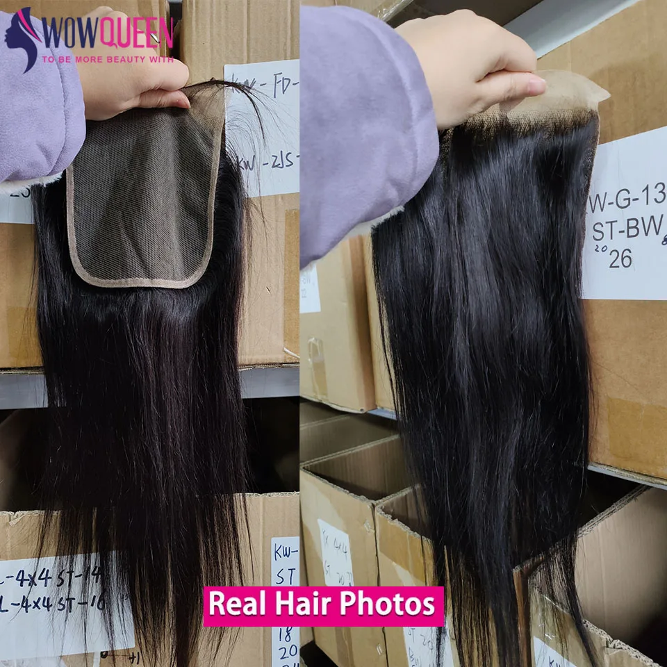 Straight 4x4 Transparent Swiss Lace Closure 13x4 Lace Frontal Human Hair Natural Hairline 2x6 Closure Only Melt Skins Remy