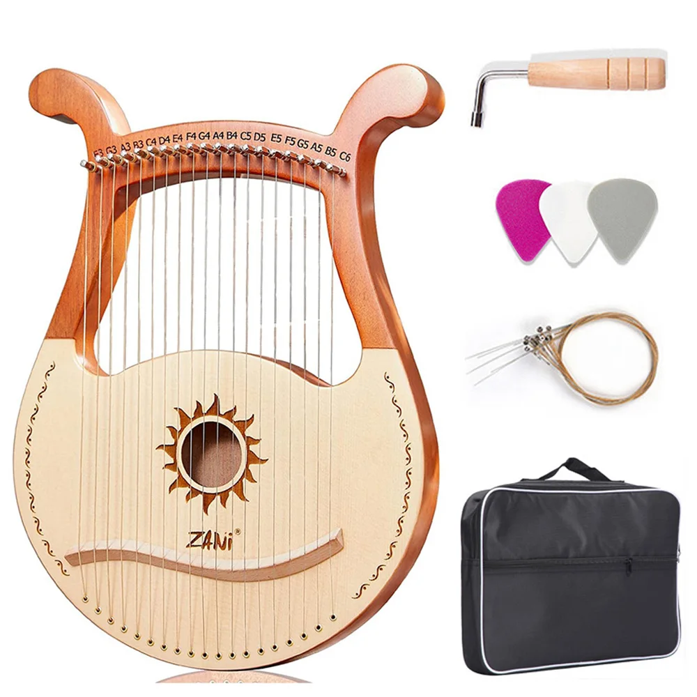 

Lyre Harp 19 Strings Classical Harp Lyre Harp Wooden Mahogany Musical Instrument Lyre Harp With Tuning Wrench Spare Strings