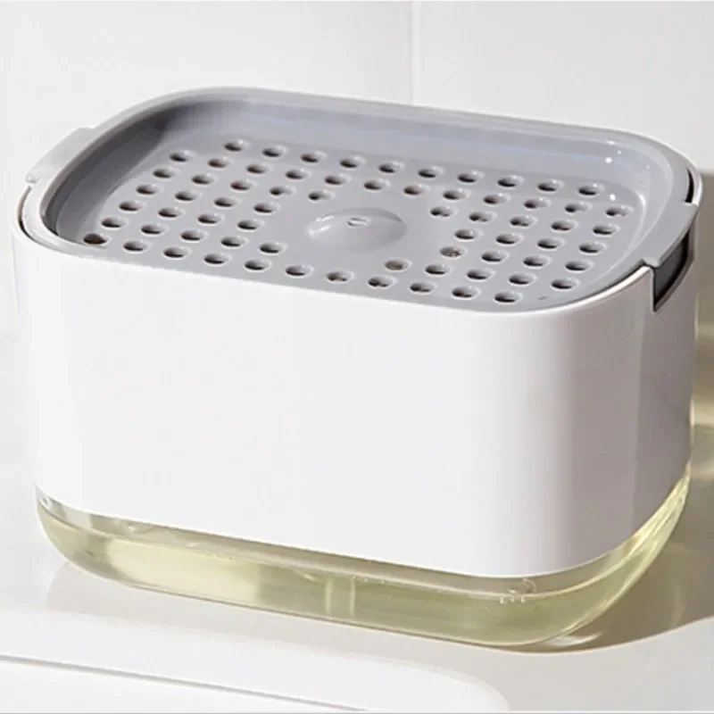 Dispensador automático de jabón, botella blanca para jabón líquido, esponja de cocina, Manual