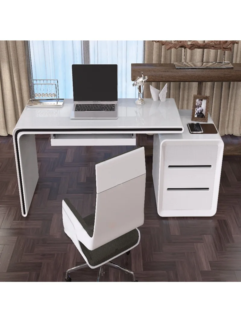 Computer desk, desktop home small apartment, bedroom minimalist painted study desk, white notebook, simple desk