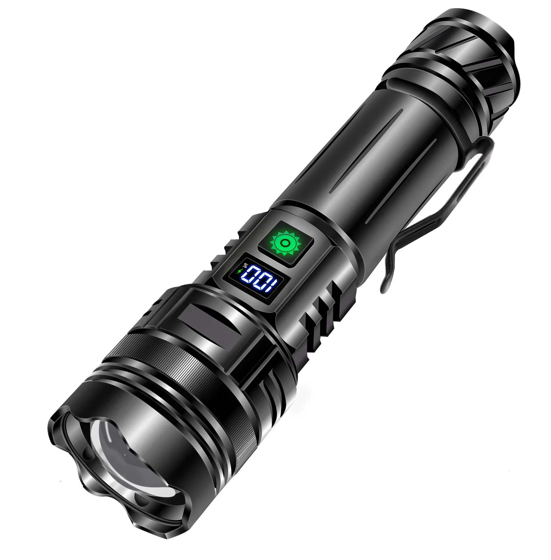 High Power LED Tactical Flashlight Type-C USB Rechargeable Zoom Flashlight Portable Flashlight Outdoor Highlight Emergency Light