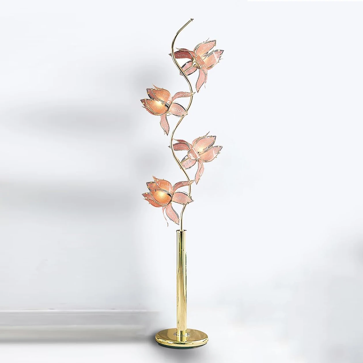 Iron Glass Flower Design for Living Bedroom Best-Selling Modern Lotus LED Floor Lamp