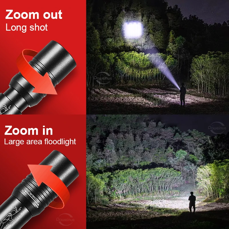 Portable Zoom Underwater Lantern IPX68 Waterproof Diving Lantern Professional Diving Torch Hunting Fishing Underwater Flashlight