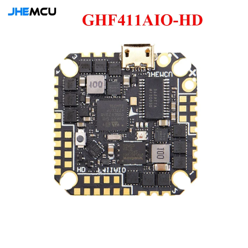 

JHEMCU GHF411AIO-HD OSD Контроллер полета BLheli_S 40A 3-6S 4 в 1 бесщеточный ESC Для Зубочисток RC FPV гоночный Дрон